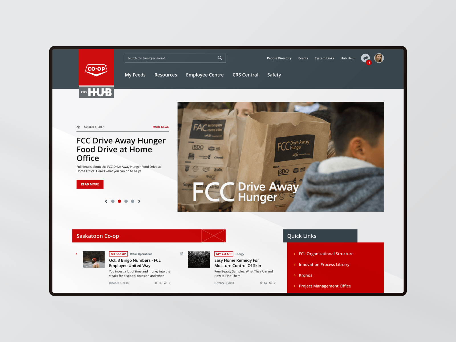 FCL Hub tablet webpage